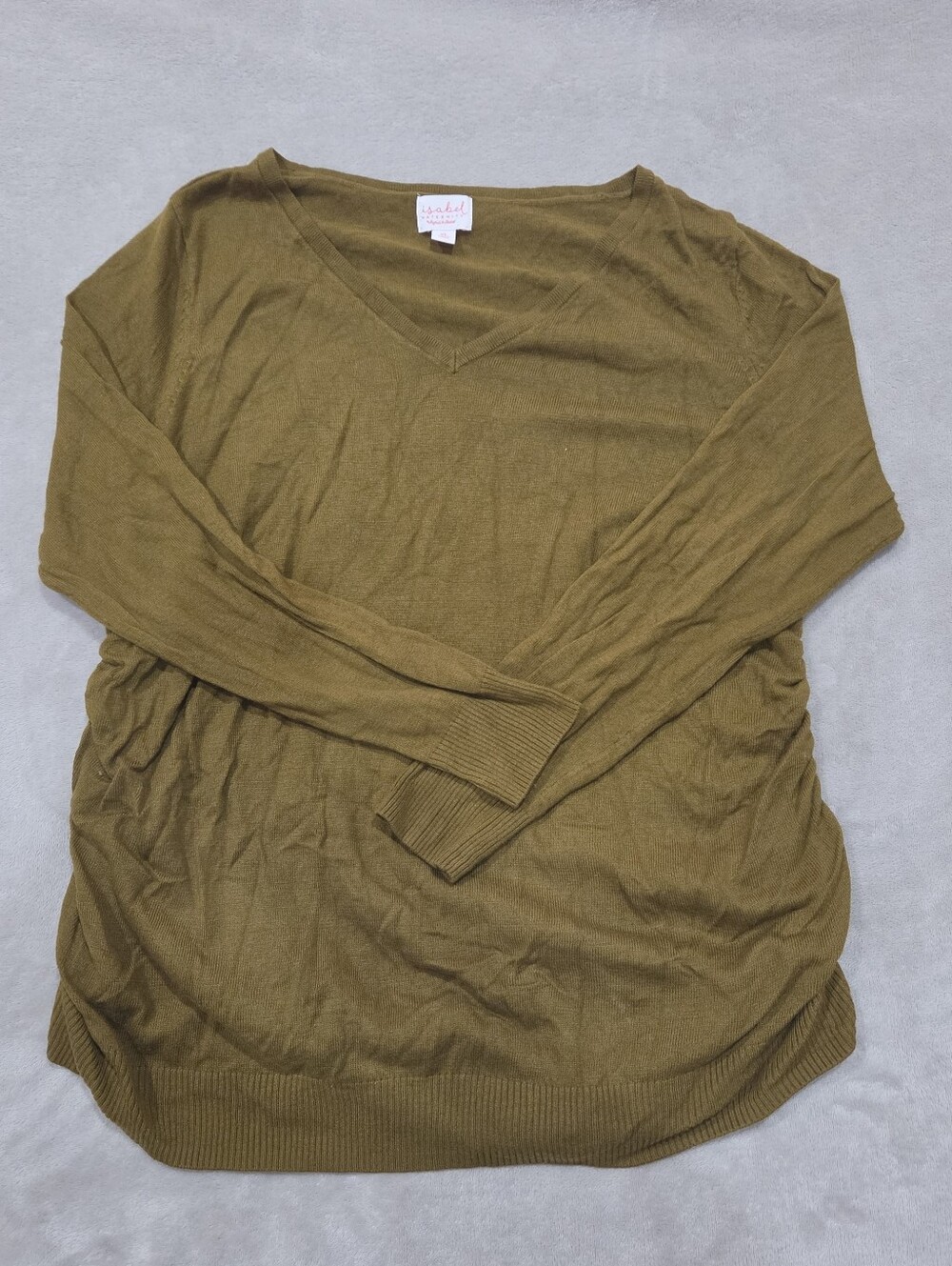 Isabel Maternity Olive V-Neck Long Sleeve Women's Sweater